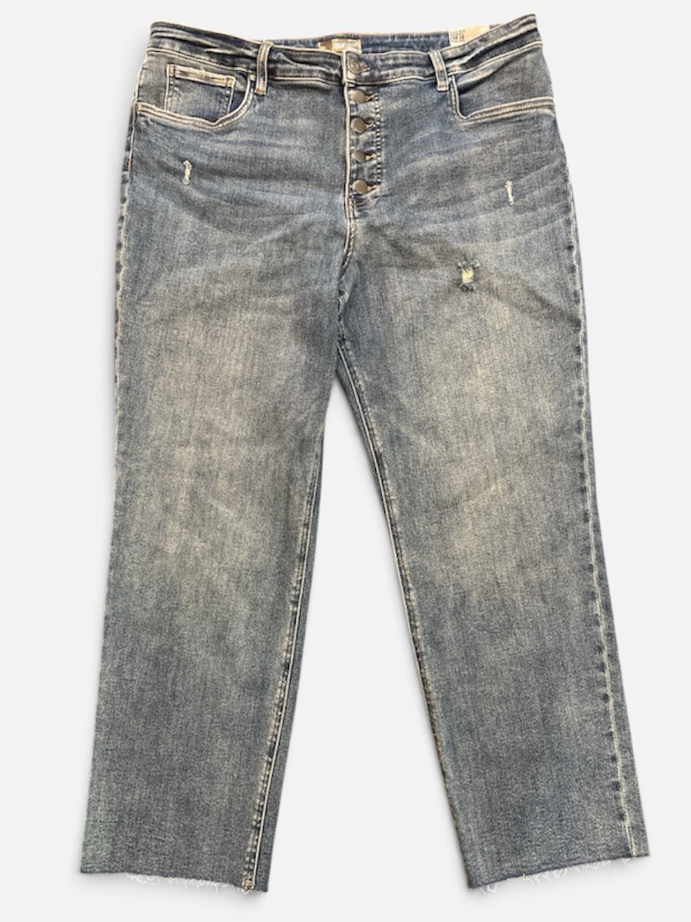 KUT from the Kloth Rachael High-Rise Fab Ab Mom Botton Fly Raw-Cut Hem Size 18